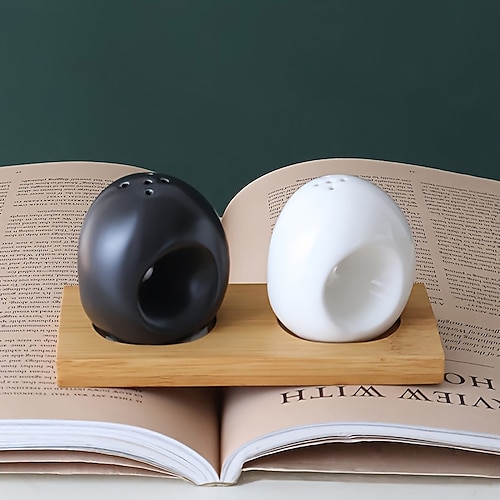 2er-Set Gewürzgläser aus Keramik mit Knoblauchmotiven, Salzstreuer und Pfefferstreuer – originelle Gewürzbehälter für die Küche, ideal für Picknicks, Grillabende, Restaurants und Küchen. Einzigartiges