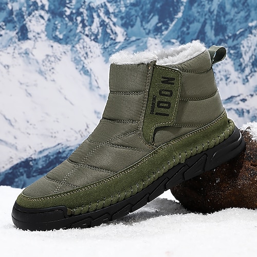Gelbe, gefütterte Winterstiefel für Herren, warme und bequeme Schneestiefel für kaltes Wetter, ideal zum Winterwandern, Snowboarden und für Outdoor-Aktivitäten Image