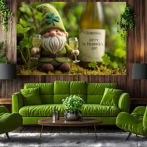 St. Patricks Day Tapisserie Banner Decke Elf Kleeblatt Niedlich Romantisch 3D Schlafzimmer Wohnzimmer Wohnheim Jugendzimmer Studentenwohnheim Wandveranda Wohndeko Image