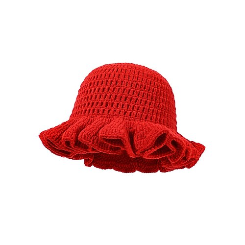 Frauen Häkeln Rüsch Bucket Mardi Gras Hut – Mehrfarbiger Regenbogen Strick Festival Hut für Karneval Kostümpartys und Boho-Chic Stil Image
