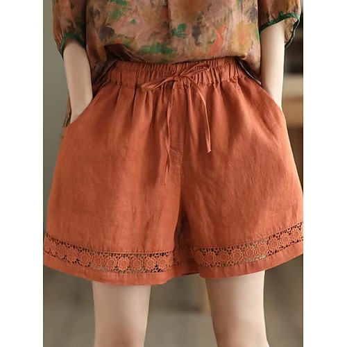 Damen Shorts Sommershorts Strandshorts Baggy-Shorts Urlaub Basic Lässig Kurz Hohe Taille Einfach Kordelzug Tasche Elastischer Bund Komfort Schnelltrocknend Weich Dehnbar Strand Ferien Schwarz Wei Image