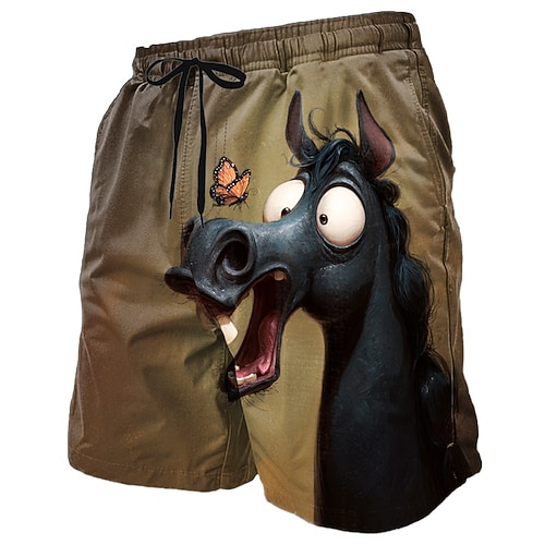 Herren Giraffe Neuheit Esel Badehosen Badeshorts Boardshorts Mittlere Taille Lustig Outdoor Urlaub Seitentaschen Netzfutter Elastischer Kordelzug in der Taille Designer Bekleidung Image