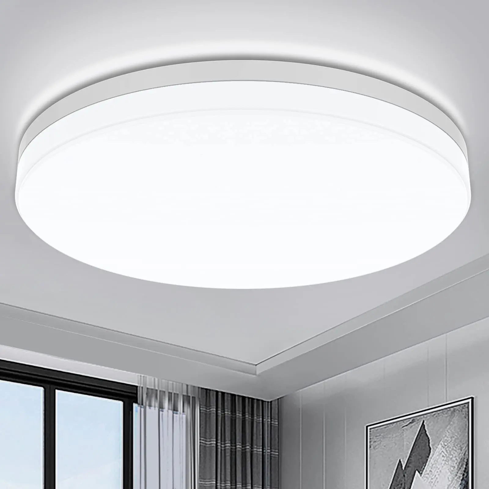 IRALAN Ultradünne runde LED-Deckenleuchte, Schlafzimmerleuchte, neutralweiß, kühles Weiß, warmweiß, 48 W, 36 W, 24 W, 18 W, LED-Deckenleuchte