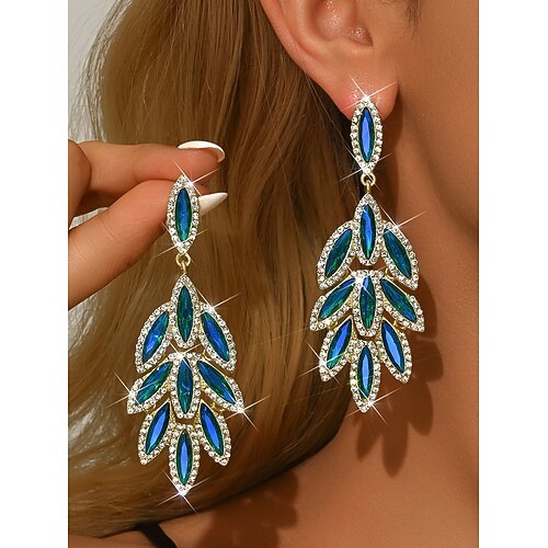Kristallblatt-Ohrhänger für Damen – glamouröser Statement-Schmuck, elegante, funkelnde Accessoires für Partys Abendveranstaltungen Image