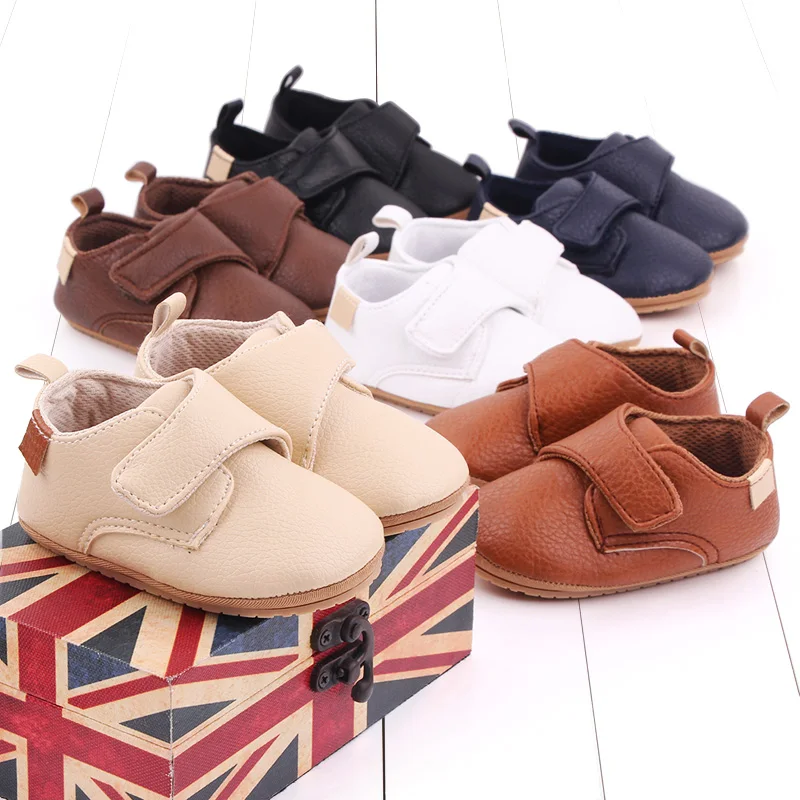 2025 Baby-Freizeitschuhe im koreanischen Stil, rutschfest, klassisch, hochwertiges PU und TPR, weiche und warme Kleinkindschuhe für 0–18 Monate, D2587 Image