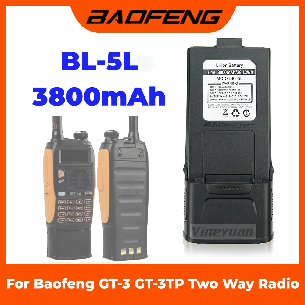 7,4 V 3800 mAh Ersatz-Funkgerät-Akku für Baofeng GT-3 GT-3TP GT3 GT3TP & GT-3 Mark-II III Walkie Talkies Akku Image