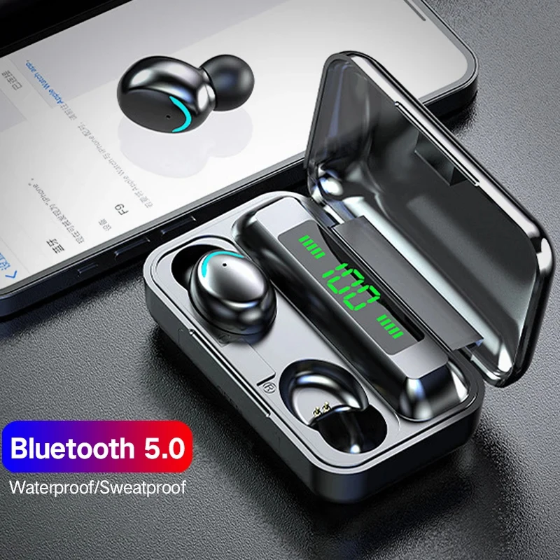F9 Drahtlose Kopfhörer TWS Bluetooth 5,0 Headsets Noise Cancelling Hifi Kopfhörer Mit Mikrofon Sport Freisprecheinrichtung Ohrhörer Für Telefon Image
