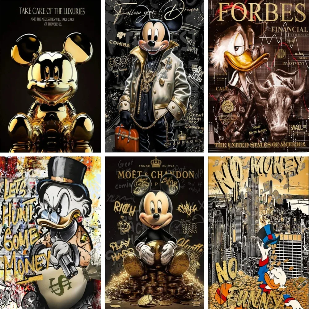 Rich Micky Golden Canavs Gemälde auf der Wand Kunst Motivation Geld Graffiti Kunst Poster und Drucke Bilder Home Decor Cuadros