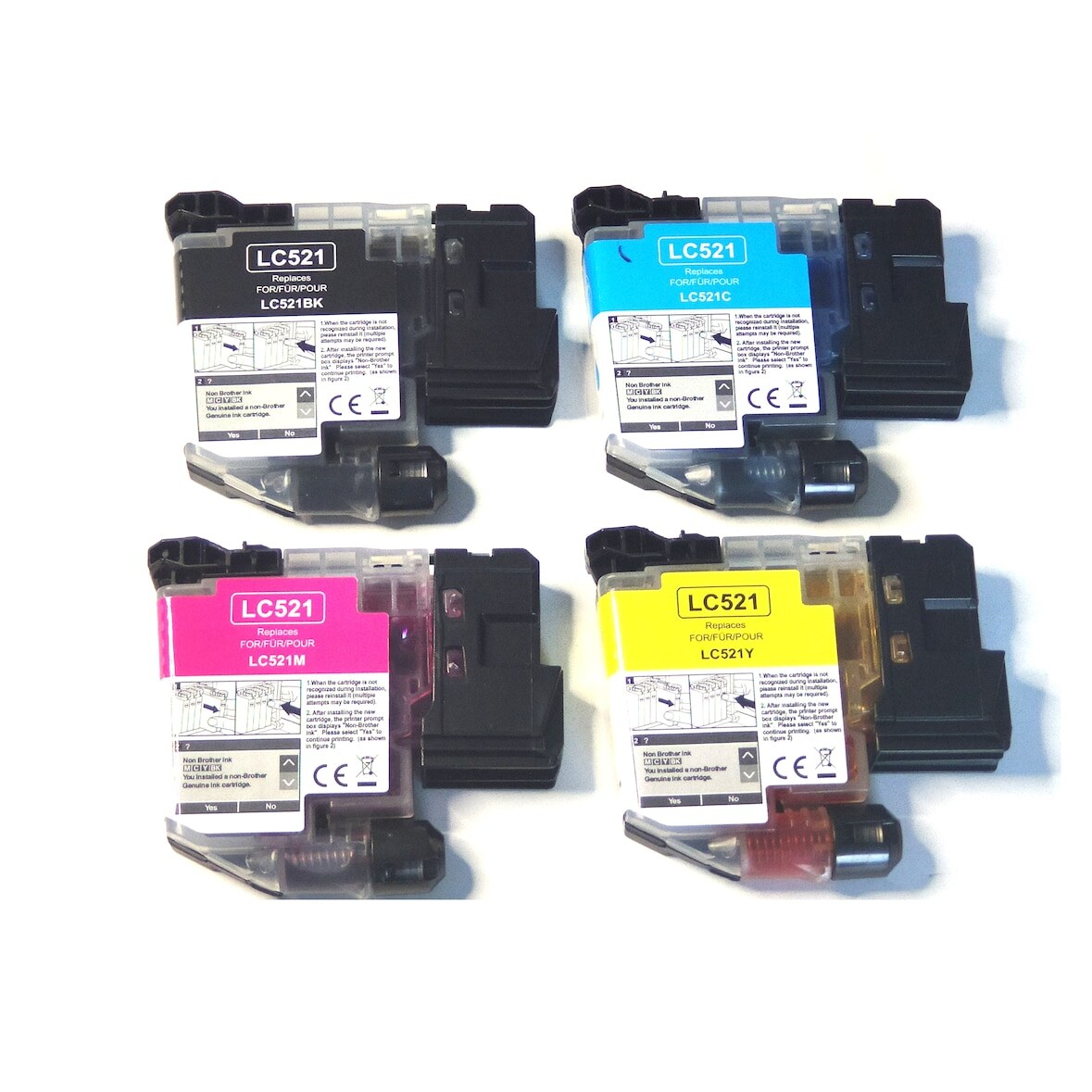 4x Tintenpatronen kompatibel f. Brother DCP-J 1360DW - ersetzt Brother LC-521 Bk / C / M / Y Image
