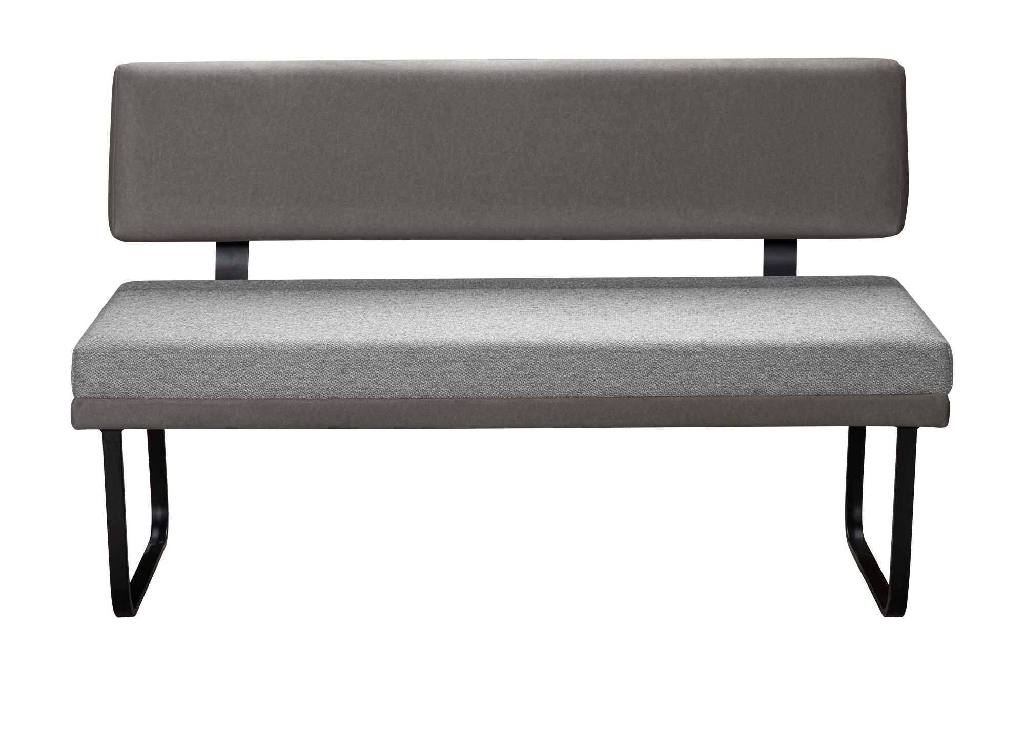 Sitzbank OTTO HOME "Gabi Esszimmerbank, Bank, Küchenbank, Polsterbank", graublau, B:141cm H:88cm T:67cm, Massivholz, Metall, Polyester, Spanplatte, Sitzbänke, Sitzbank, Gestell aus matt-schwarzem Flachmetall, stabil, 2-Stoff-Design