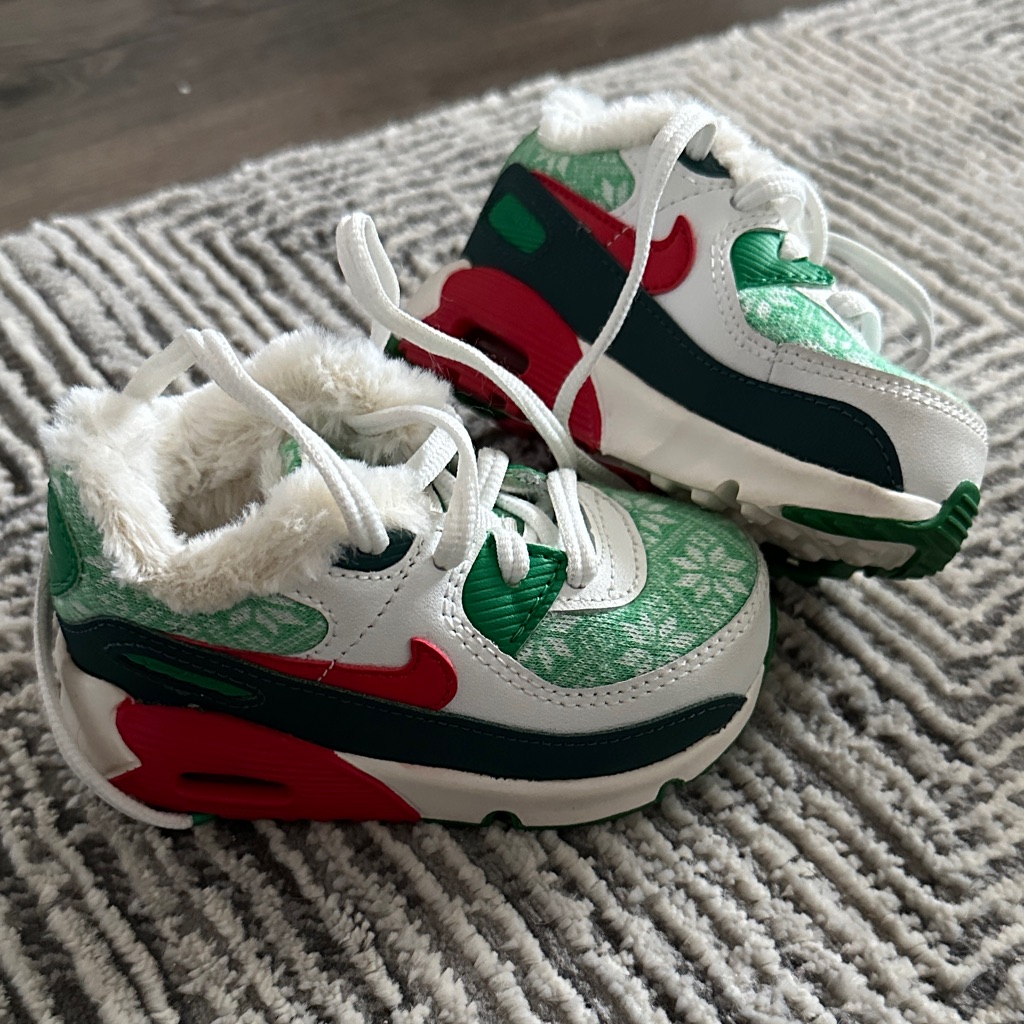 Nike Shoes | Christmas Sweater Nike Air Max 90 5c | Color: Green/Red | Size: 5bb