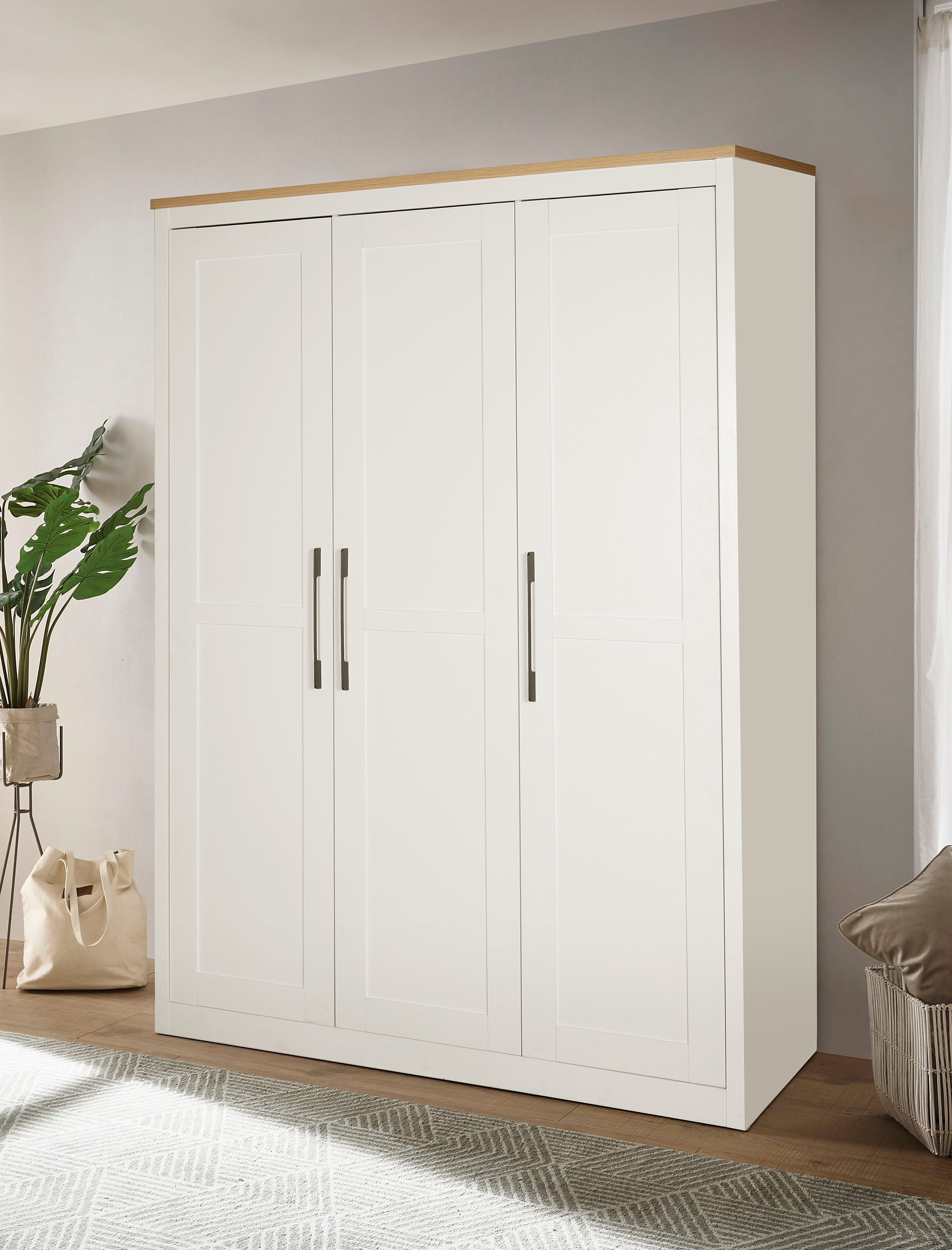 Kleiderschrank OTTO HOME "Büsum Schlafzimmer Schrank Otto´s Choice", weiß, B:150cm H:210cm T:60cm, MDF, Spanplatte, Schränke, Kleiderschrank, Schlafzimmerschrank Landhaus Design Garderobe Schrank Bestseller