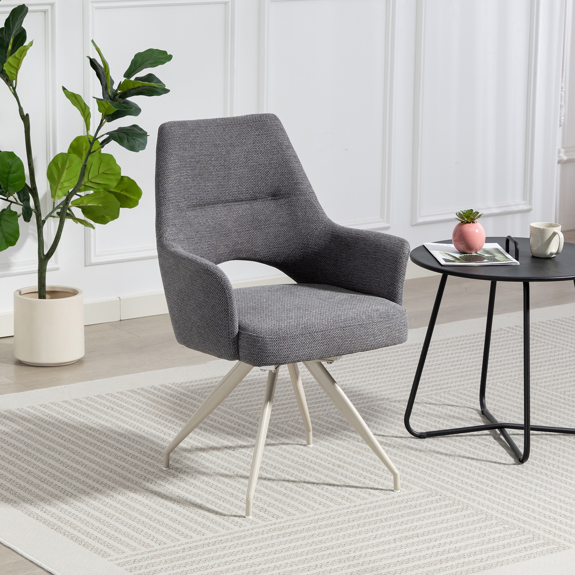 4-Fußstuhl DUO COLLECTION "Maila", anthrazit, cashmere, B:62cm H:90cm T:62cm, Nylon, Polyester, Stühle, 180 drehbar mit Rückholfunktion