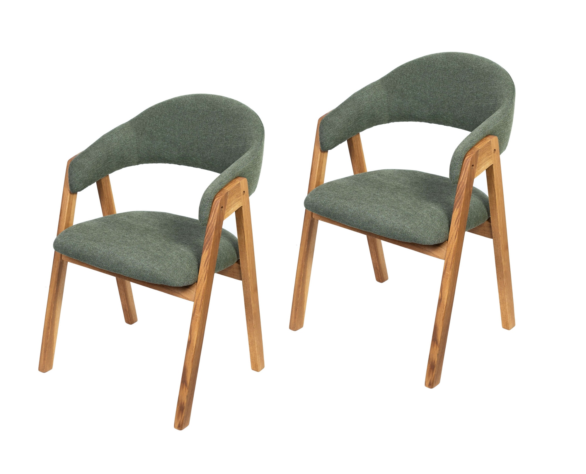 Armlehnstuhl HOME AFFAIRE "Arco Polsterstuhl, Esszimmerstuhl, Küchenstuhl, 4-Fußstuhl", grün, natur, B:57cm H:83cm T:84cm, Massivholz, Polyester, Stühle, Armlehnstuhl