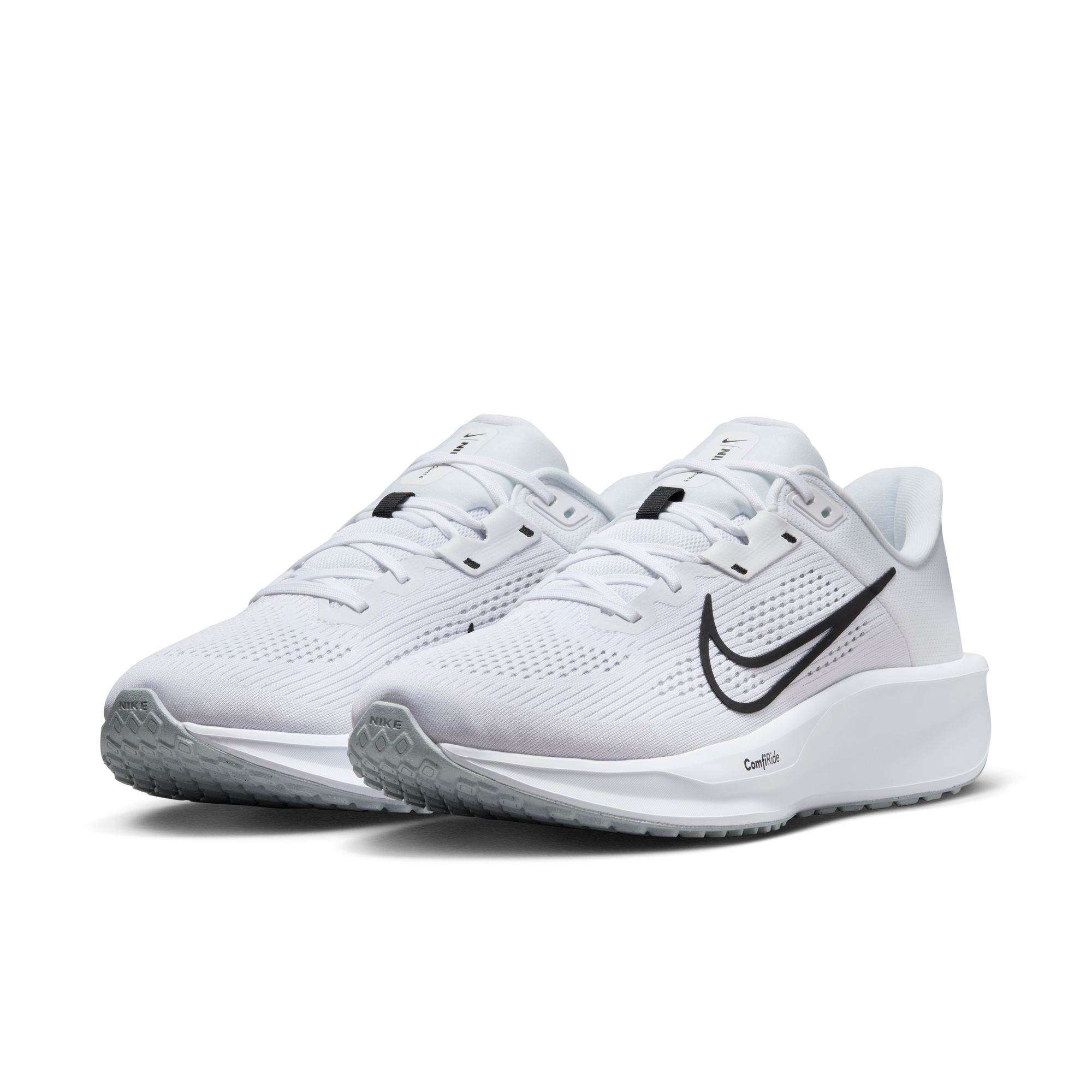 Laufschuh NIKE "QUEST 6", Herren, Gr. 42, silber (weiß, schwarz, pure platinum), Textil, Schuhe Laufschuh