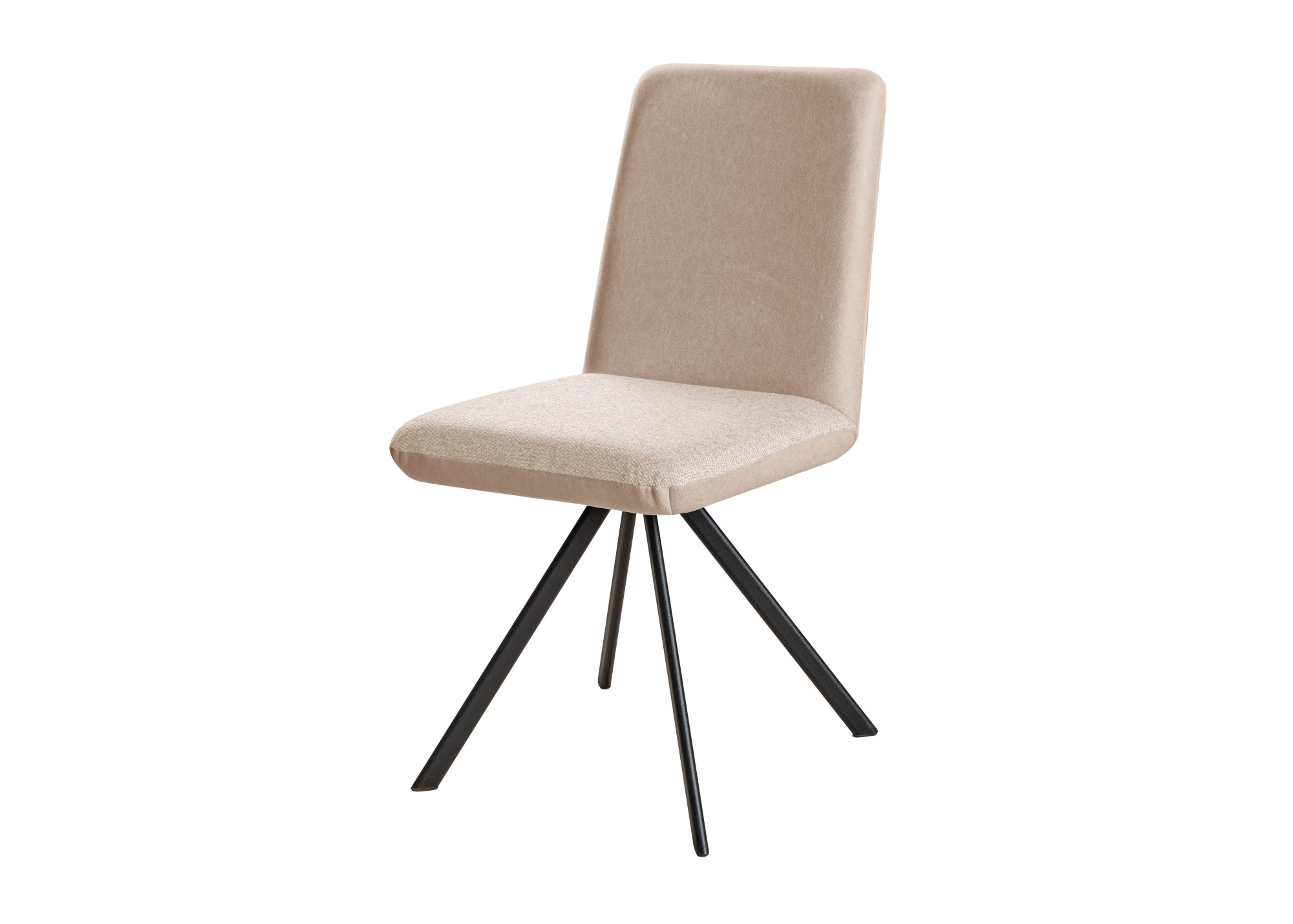 Esszimmerstuhl HOME AFFAIRE "Gabi Polsterstuhl, Küchenstuhl, 4-Fußstuhl", helles beige, schwarz, B:45cm H:87cm T:63cm, Metall, Polyester, Sperrholz, Stühle, Esszimmerstuhl, Gestell aus matt-schwarzem Flachmetall, stabil, 2-Stoff-Design