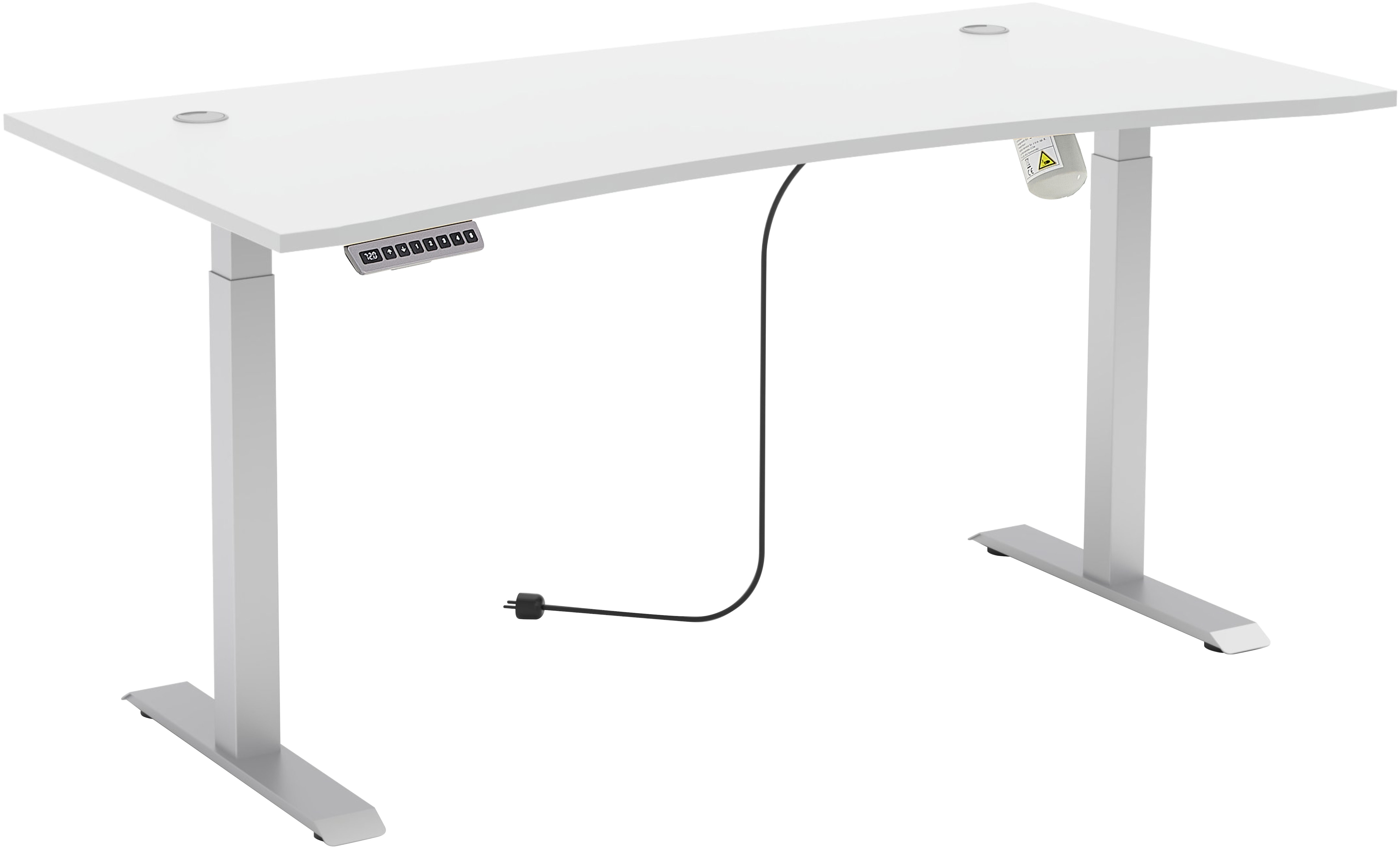 Schreibtisch INNOSTYLE "Schreibtisch Santorin, 160/72/77 cm ( B/H/T)", weiß, silber matt, weiß, B:160cm H:72cm T:77cm, Tische, Schreibtisch, mit Motor zur Höhenverstellung (72-120 cm) mit Memory-Funktion