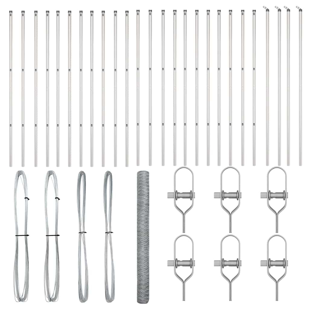 vidaXL Zaunpfosten Silber 50 x 1,6 m (50 mm Maschenweite) Stahl Image