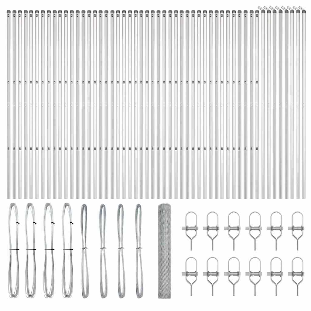 vidaXL Zaunpfosten Silber 100 x 1 m (25 mm Maschen) Stahl Image