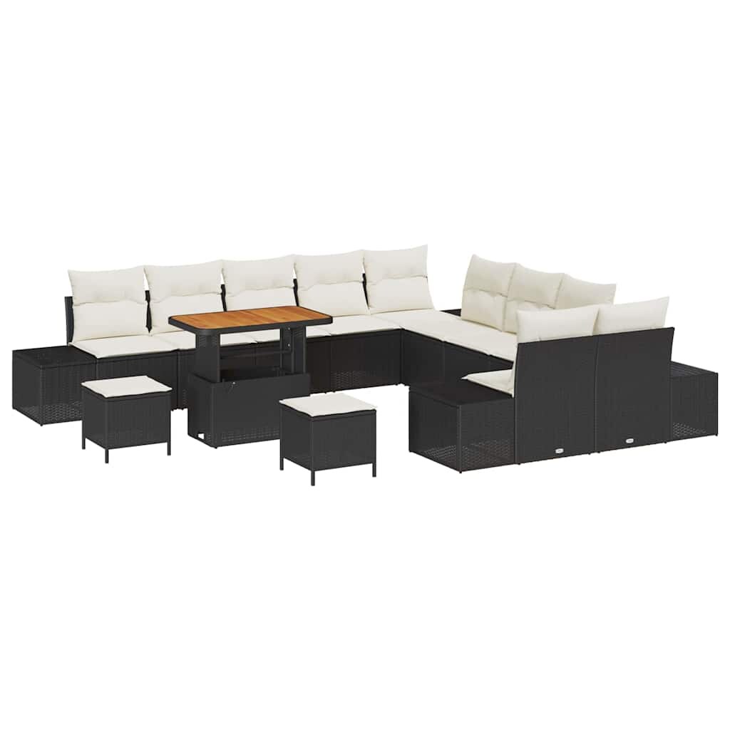 vidaXL Garten-Sofa-Set mit Kissen mit Kissen 13 pcs Schwarz und Creme Image