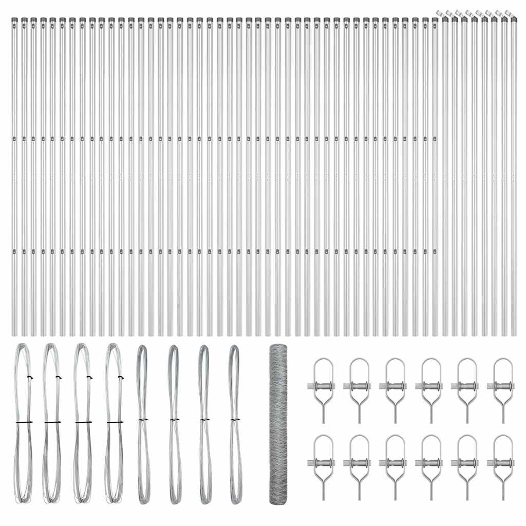 vidaXL Zaunpfosten Silber 100 x 1,2 m (36 mm Maschen) Stahl Image