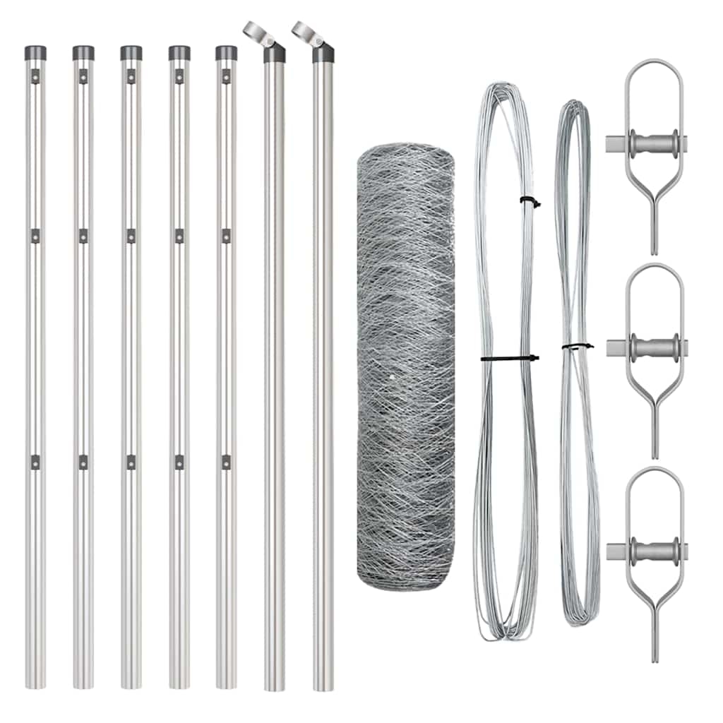vidaXL Zaunpfosten Silber 10 x 0,5 m (36 mm Mesh) Stahl Image