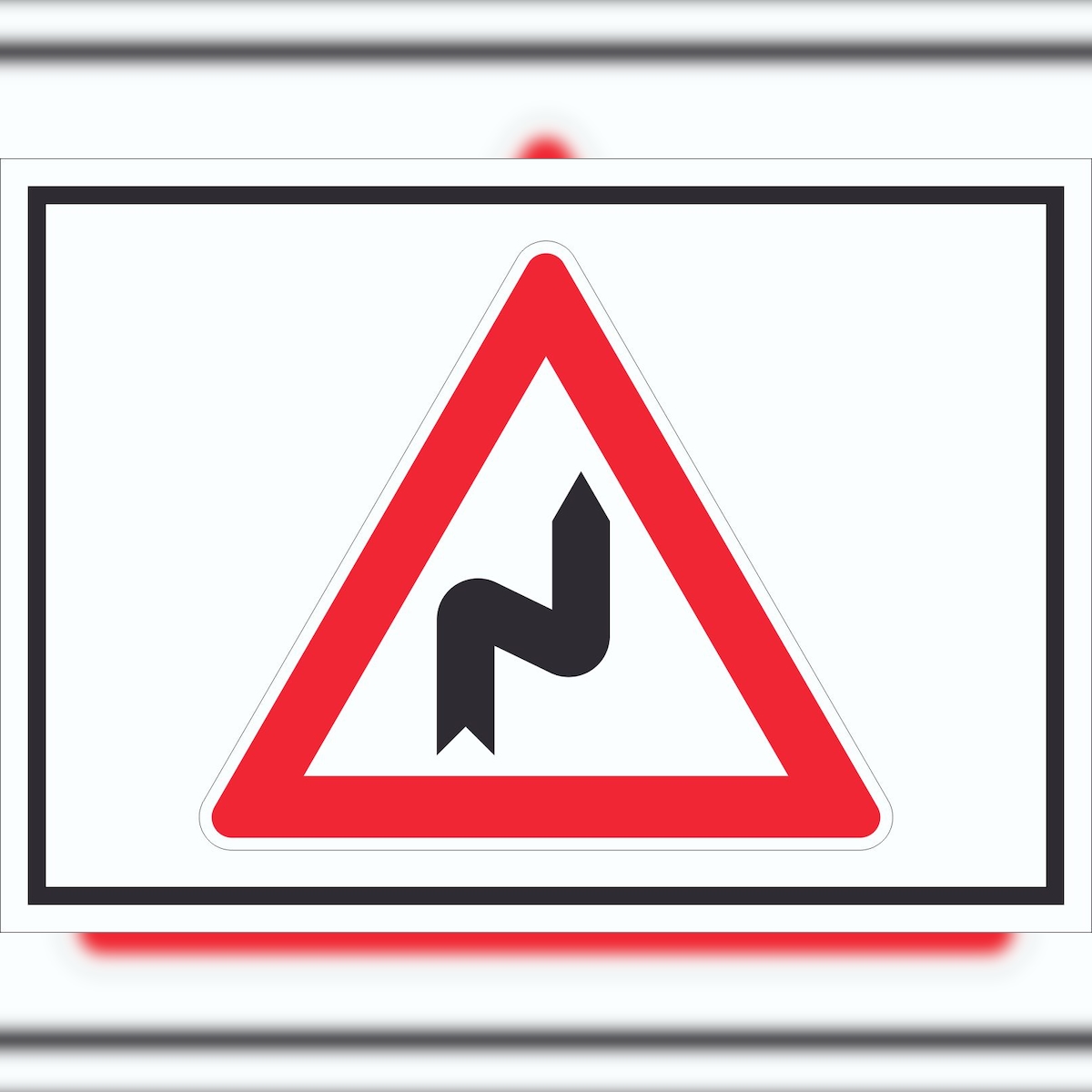 HB-Druck Schild Achtung Doppelkurve rechts Symbol A5 (148x210mm) Image