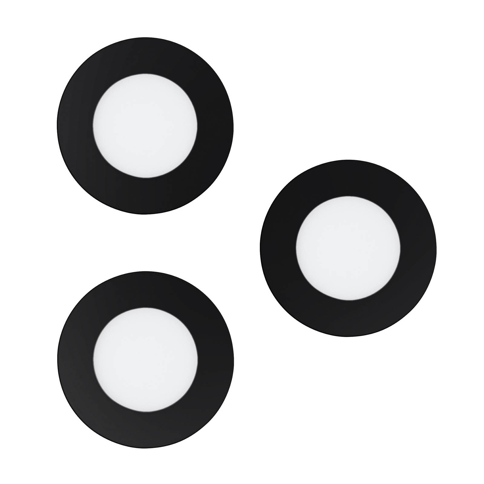 EGLO connect Smart-LED-Einbauleuchte Fueva-Z, schwarz, 3er dimmbar, schwarz, für Wohn- / Esszimmer, Metall, Modern, Smart Home Einbaulampe