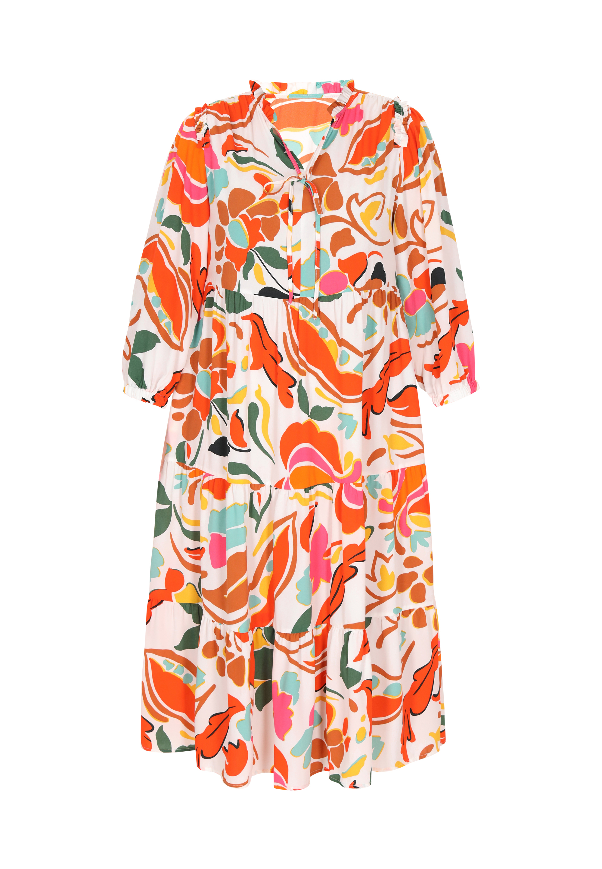 usha Kleid in großen Größen Frauen mehrfarbig orange