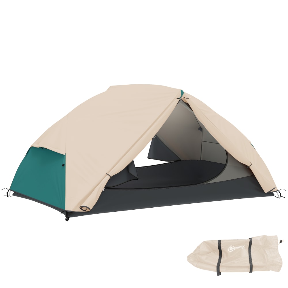 Tenda da campeggio 2 posti con borsa di trasporto beige