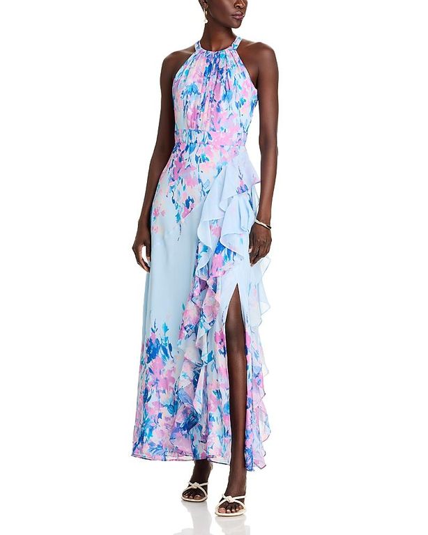 Ruffled Gown - Blue - Eliza J Dresses