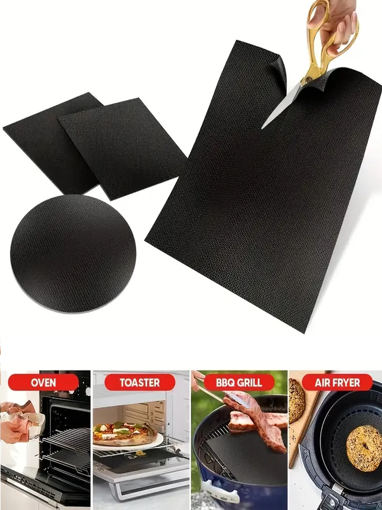 1 Stück wiederverwendbare BBQ-Grillmatte, antihaftbeschichtet, Grillunterlage, Kochen im Freien, Backblech für Familienpartys, Camping Image