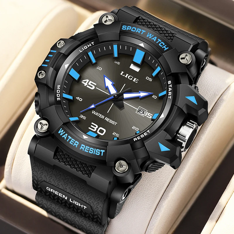 Neue original LIGE Männer Uhr Militär Sport Wasserdichte Quarz Chronograph Armbanduhr Für Männer Mode Leucht Große Zifferblatt Uhr Männer Image