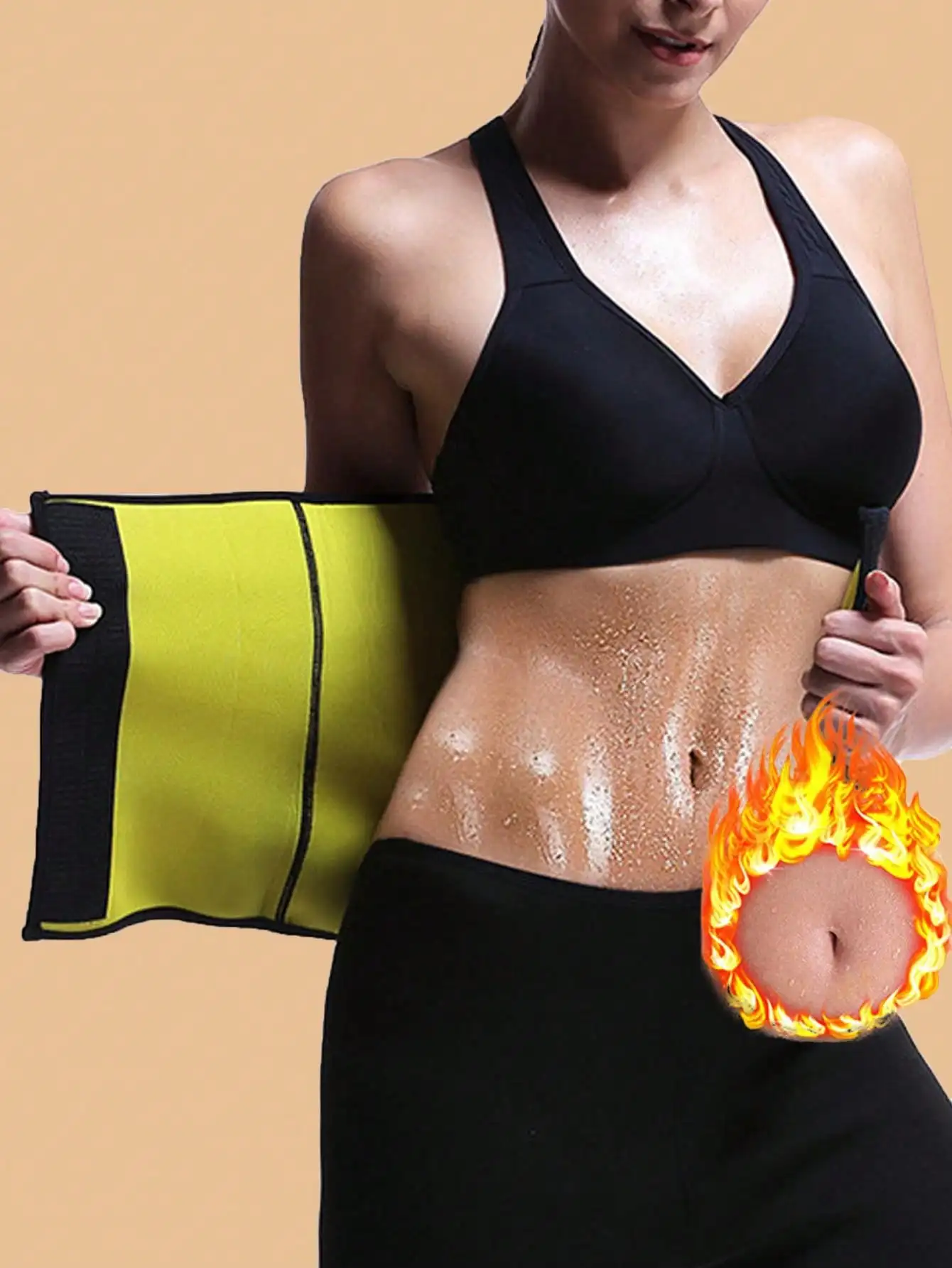 Sport- und Fitnessgürtel, Verstellbarer Taillengürtel zur Bauchkontrolle und Hüftstraffung, Schweißfördernder Körperformungsgürtel