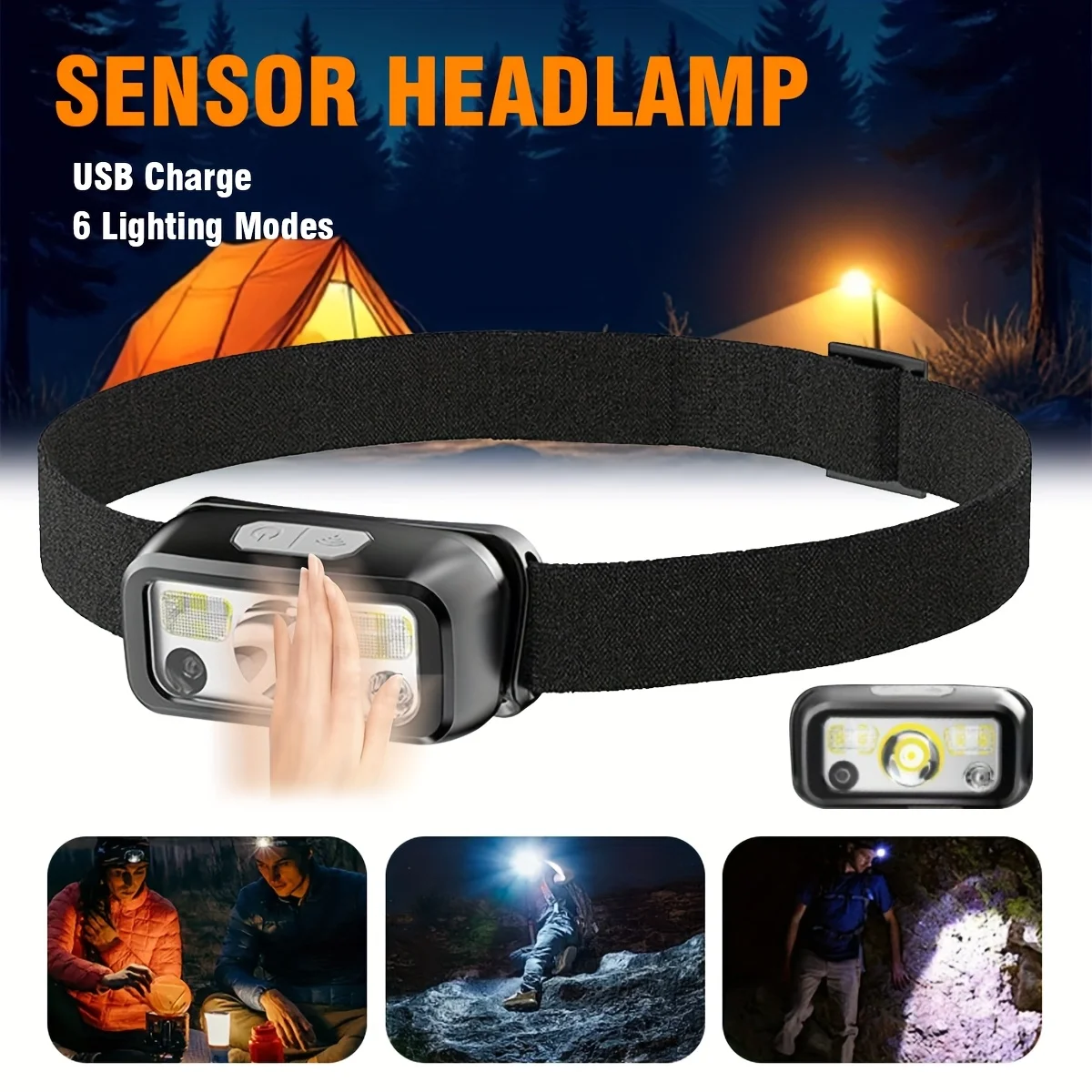Sensor Scheinwerfer Mini LED Nacht Angeln Leistungsstarke Taschenlampe Kopf Lampe USB Aufladbare Super Helle Einstellbare Winkel Scheinwerfer Image