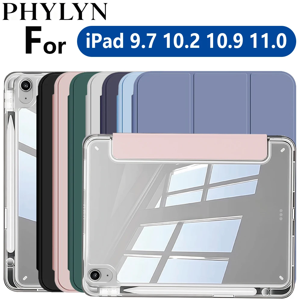 Custodia per iPad (A16) 11a generazione, 10a generazione, 11 pollici 2025, iPad 9a/8a/7a/6a/5a generazione, custodia trasparente per iPad Air con slot per matita