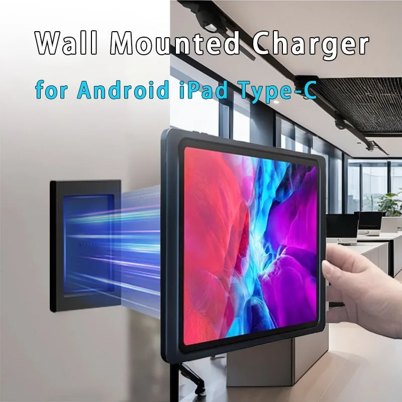An der Wand montiertes kabelloses Tablet-Ladegerät, magnetischer Tablet-Ständer, Halter, Smart Home-Bedienfeld für Tablet, iPad, Typ C, USB C Image