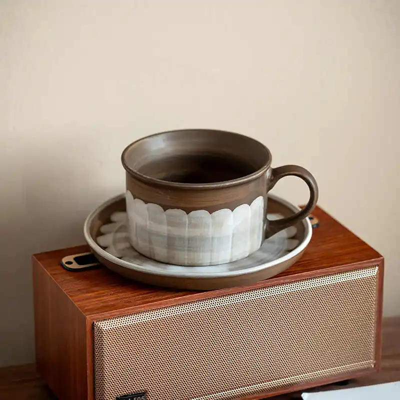 Hand Painted Patterned Ceramic Set Cup Saucer Restaurant Afternoon Tea Coffee Mugs Daily Household Breakfast Dim Sum Plate