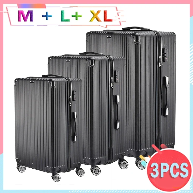 Set di valigie da viaggio Creahappy da 3 pezzi - Set di valigie da viaggio - Valigia trolley con doppia ruota e pratica lucchetto TSA
