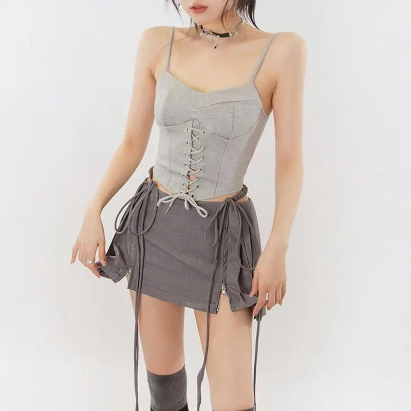 Femmes plissées cravate jupe à glissière taille basse Sexy Mini jupes Tennis fille danse Jupe Kawaii décontracté coréen Jupe Faldas Jupe