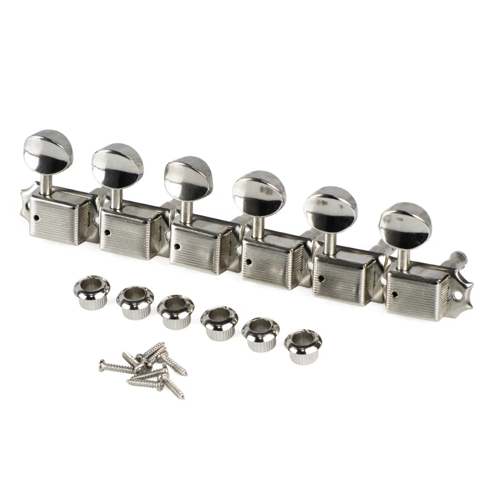 FLEOR 6-in-linie Vintage Maschine Mechaniken Elektrische Gitarre Tuning Keys Pegs Nickel Silber für FD ST gitarre Teile & Zubehör Image