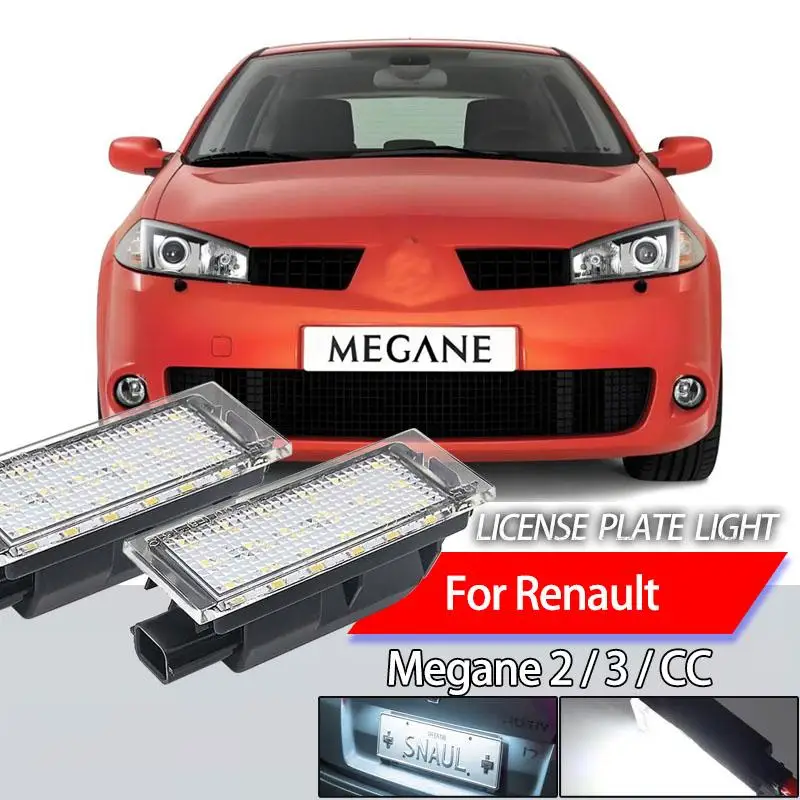 2 pièces pour Renault Megane 2 2002-2009 Megane 3 2008-2016 Megane CC 2010-2016 voiture Led numéro plaque d