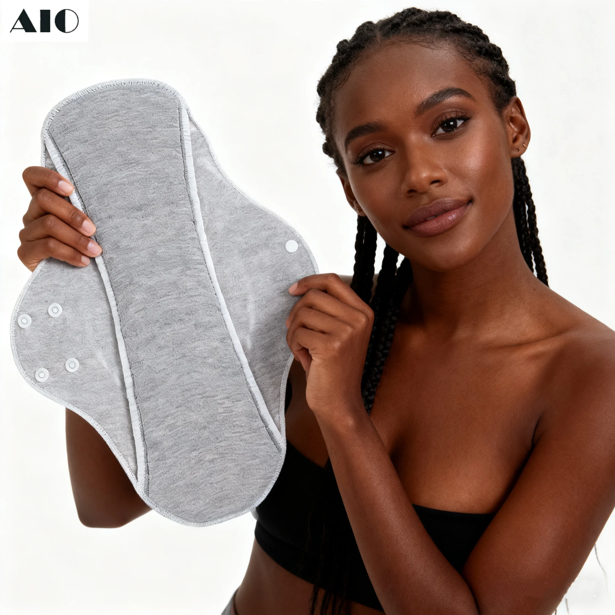 AIO Große waschbare Graphen-Inkontinenzpads, Slipeinlage aus Baumwolle, Starkfluss-Menstruationseinlagen, Stoff-Tampons, Harn-Damenbinden Image