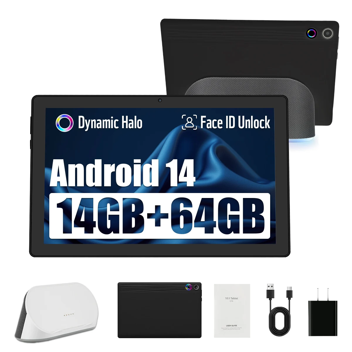 2025 Android-Tablet mit Ladelautsprecher-Dock, 8-Kern-CPU, 14 GB + 64 GB Speicher mit 1 TB Erweiterung, WiFi6 BT Google Tablet, EU-Version Image