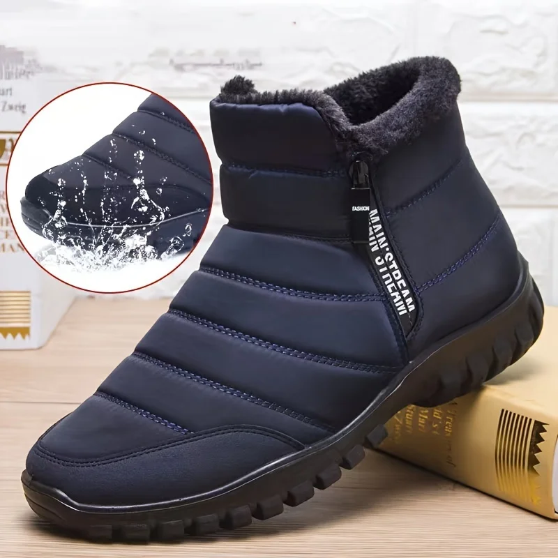 Herrenschuhe, Herren-Sportschuhe, Winter-Schnee-Stiefeletten mit Reißverschluss, Freizeitschuhe für Herren, wasserdichte Schneestiefel, kostenlose Lieferung