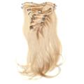 Love Hair Extensions Human Hair Silky Straight 10 Piece Full-Head Set 18-inch Pure Blonde