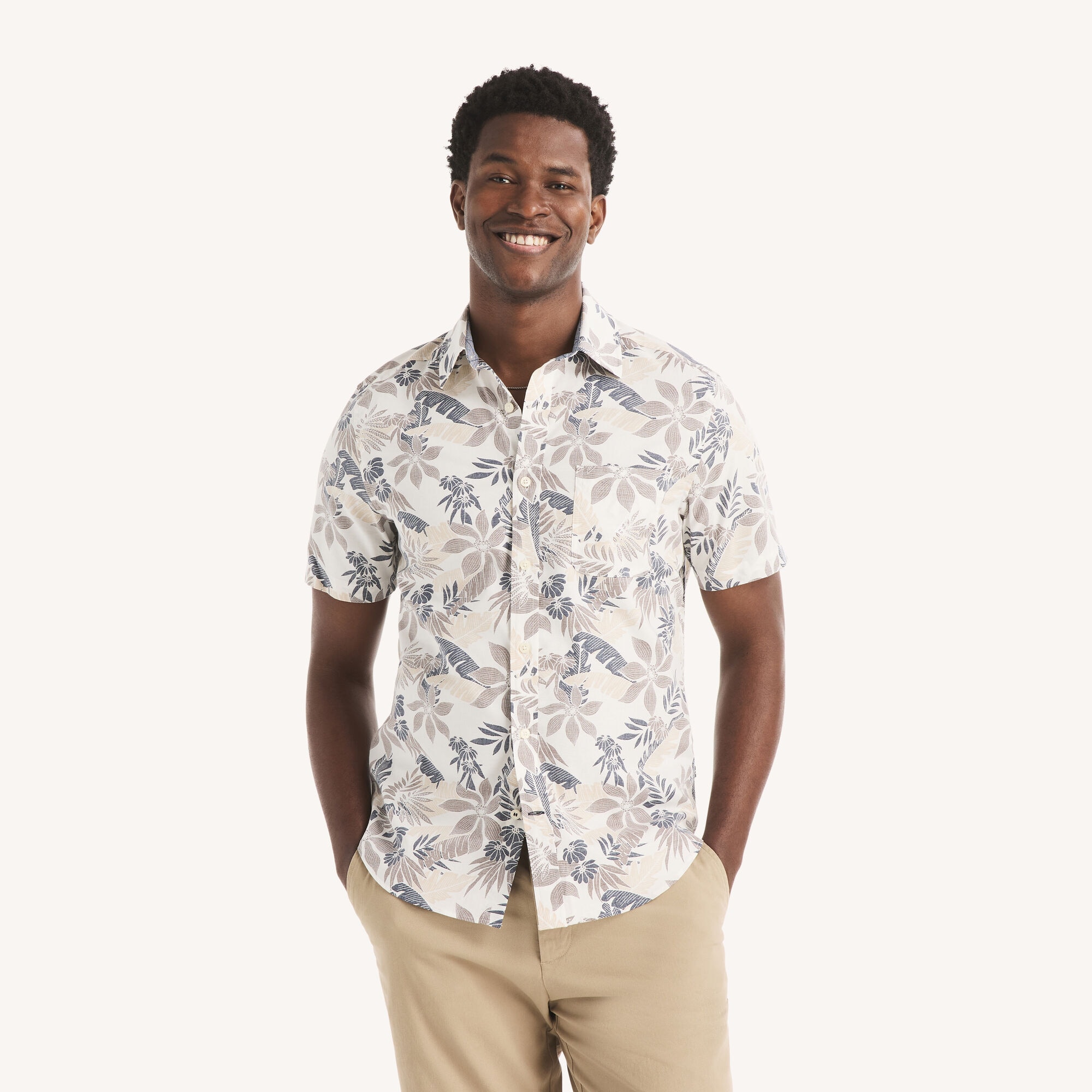 Nautica Men's Printed Short-Sleeve Shirt 134 (Sail White), XXL