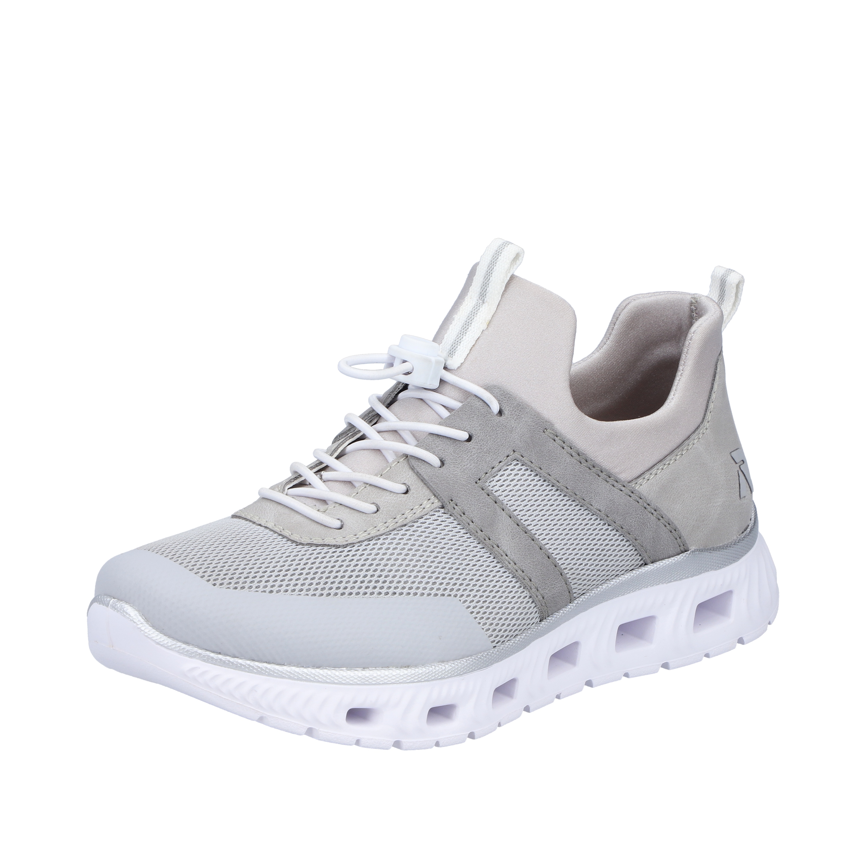 Slip-On Sneaker RIEKER SPORT, Damen, Gr. 42, hellgrau, creme, Lederimitat, Textil, Schuhe Sneaker, Sportschuh, Halbschuh, Freizeitschuh in veganer Verarbeitung