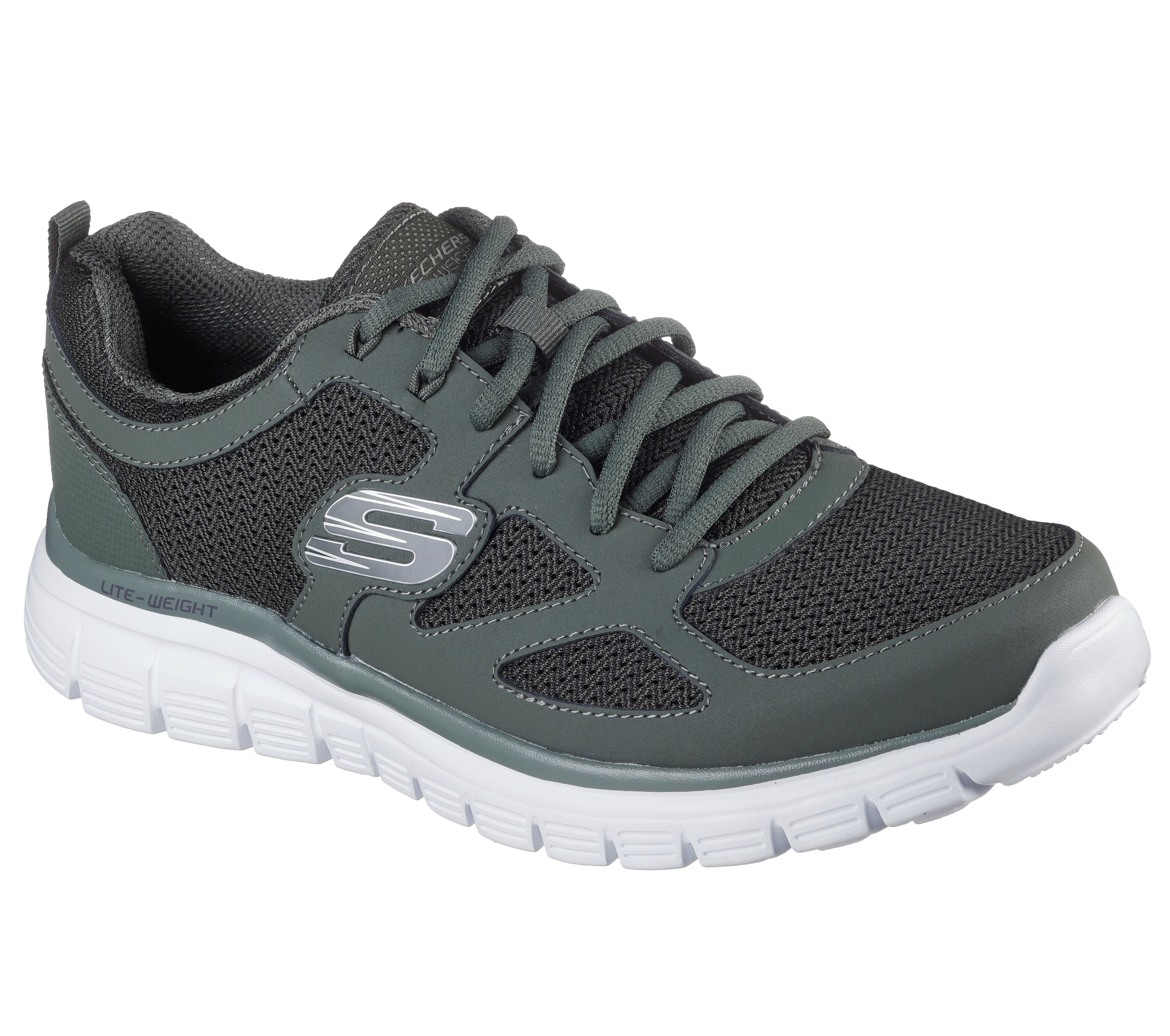 Sneaker SKECHERS "BURNS-AGOURA", Damen, Gr. 39, oliv, Leder, Textil, kontrastfarbene Details, Schuhe Sneaker, Schnürschuh, Sportschuh mit Memory Foam