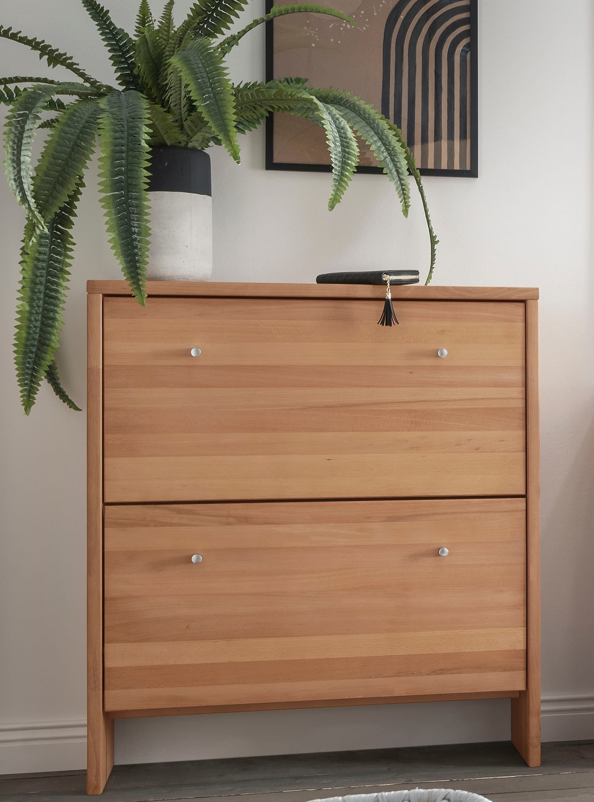 Kombikommode HOME AFFAIRE "Dura Kommode Schrank Schuhschrank", braun (buche), B:82cm H:95cm T:27cm, Massivholz, Sideboards, Kombikommode, aus FSC-zertifizierten Massivholz, Breite 82 cm